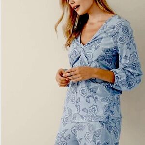 Garnet Hill Light Blue Floral Pajama Set
